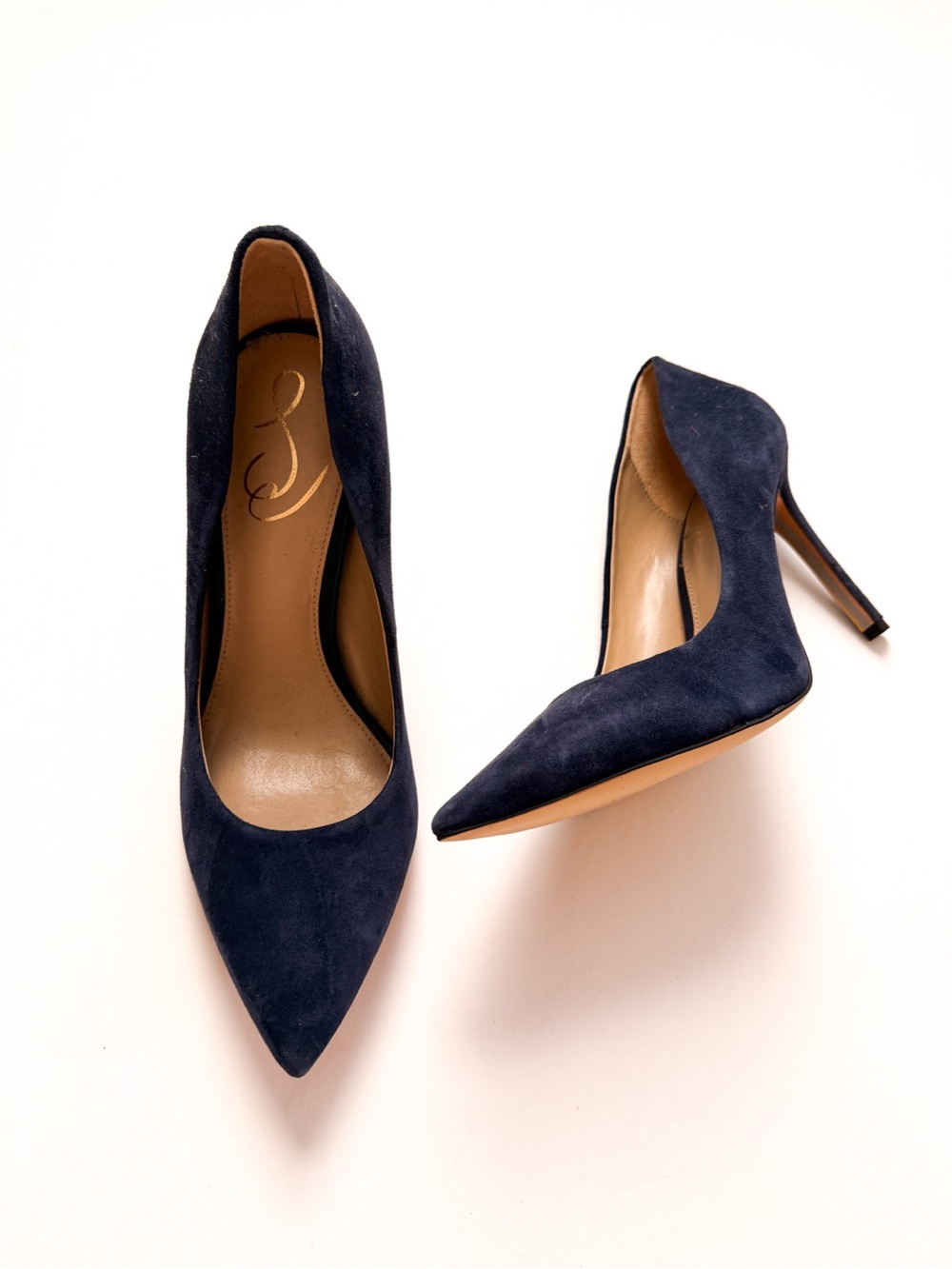Sam Edelman Hazel Navy Blue Suede Leather Pointed-Toe Stiletto Pump Heels 7.5 - Picture 2 of 6